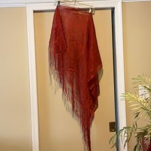 Rust colored vintage flowered shawl